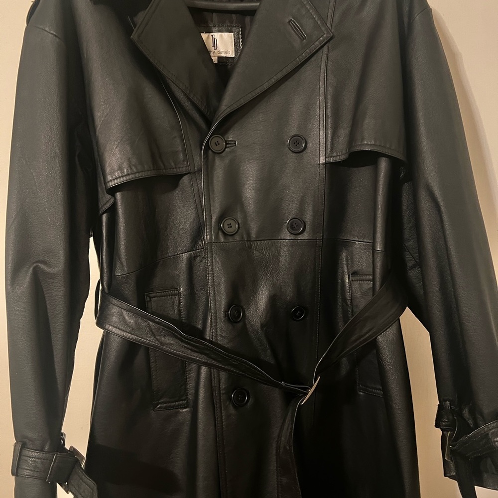 Timothy Daniel  full length male black leather lightly worn. With zip in vest